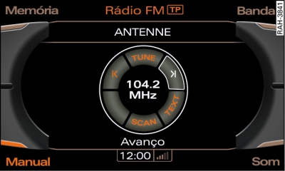 Busca automática de emissoras para a frente (Banda FM)